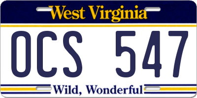 WV license plate OCS547