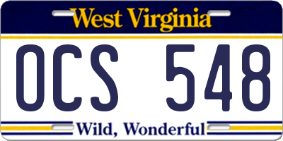 WV license plate OCS548