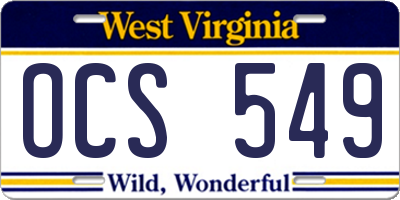 WV license plate OCS549