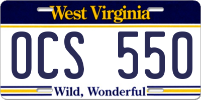 WV license plate OCS550