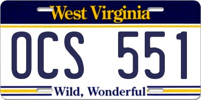 WV license plate OCS551