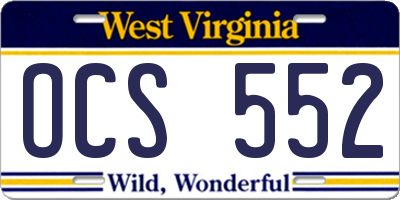 WV license plate OCS552