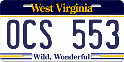 WV license plate OCS553