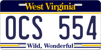 WV license plate OCS554