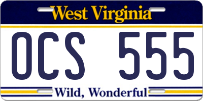 WV license plate OCS555