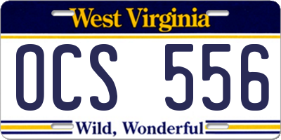 WV license plate OCS556