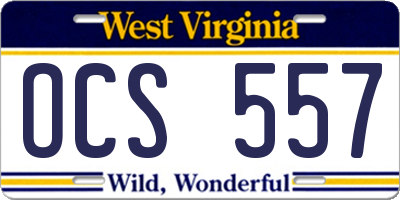 WV license plate OCS557