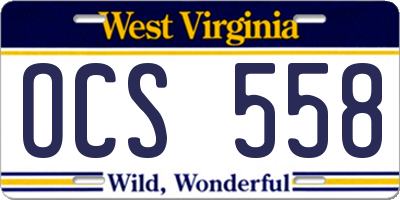 WV license plate OCS558