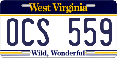 WV license plate OCS559