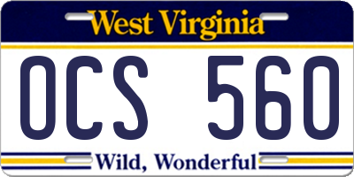 WV license plate OCS560