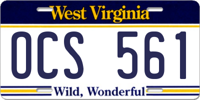 WV license plate OCS561
