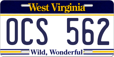 WV license plate OCS562