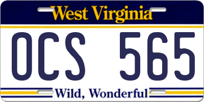 WV license plate OCS565