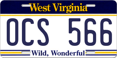 WV license plate OCS566