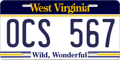 WV license plate OCS567