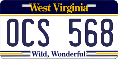 WV license plate OCS568