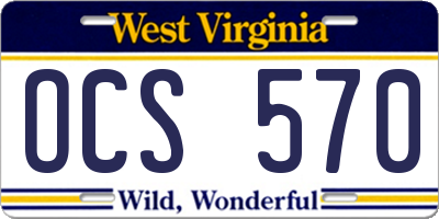 WV license plate OCS570