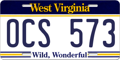 WV license plate OCS573