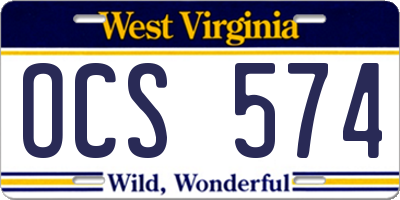 WV license plate OCS574