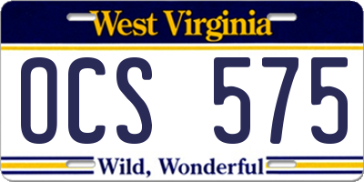 WV license plate OCS575