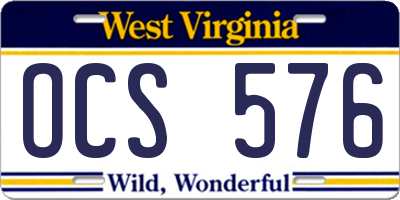 WV license plate OCS576
