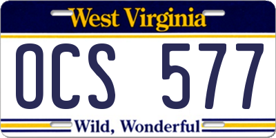WV license plate OCS577