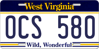 WV license plate OCS580