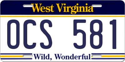 WV license plate OCS581