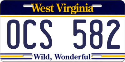 WV license plate OCS582