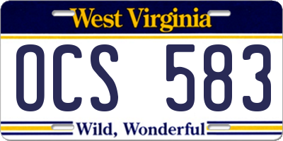 WV license plate OCS583