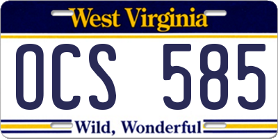 WV license plate OCS585