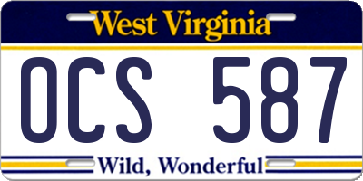 WV license plate OCS587