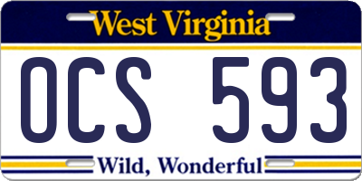 WV license plate OCS593