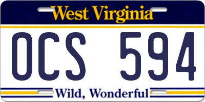 WV license plate OCS594