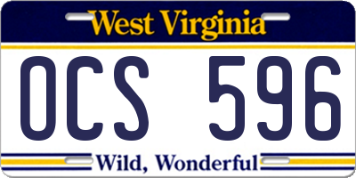 WV license plate OCS596