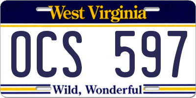 WV license plate OCS597