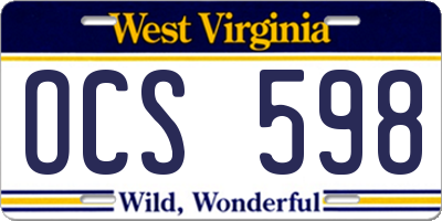 WV license plate OCS598