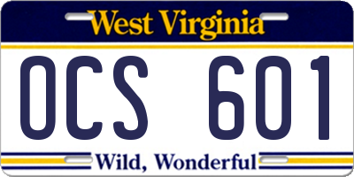 WV license plate OCS601