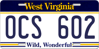 WV license plate OCS602