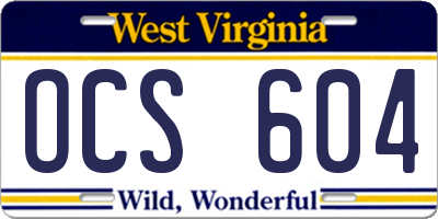 WV license plate OCS604
