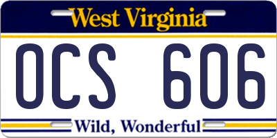 WV license plate OCS606