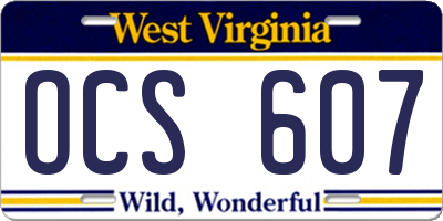 WV license plate OCS607