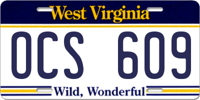 WV license plate OCS609