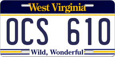 WV license plate OCS610