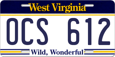 WV license plate OCS612
