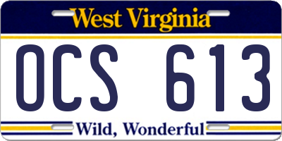 WV license plate OCS613
