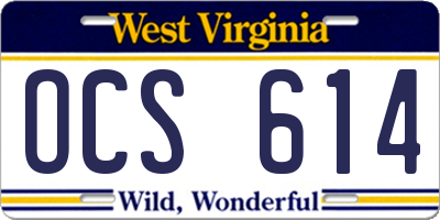 WV license plate OCS614