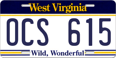 WV license plate OCS615