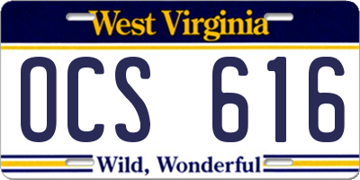 WV license plate OCS616