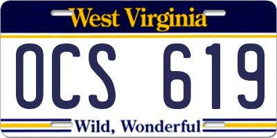 WV license plate OCS619